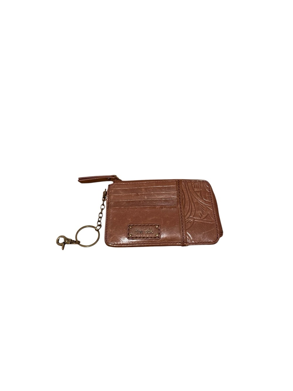 The sak Brown Leather Zip Card Holder with Keychain